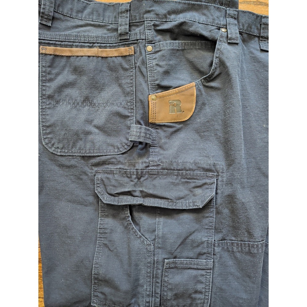 Wrangler Riggs Workwear Pants Blue 44x30 Canvas Ripstop Ranger Cargo Hammer Loop - Picture 8 of 8